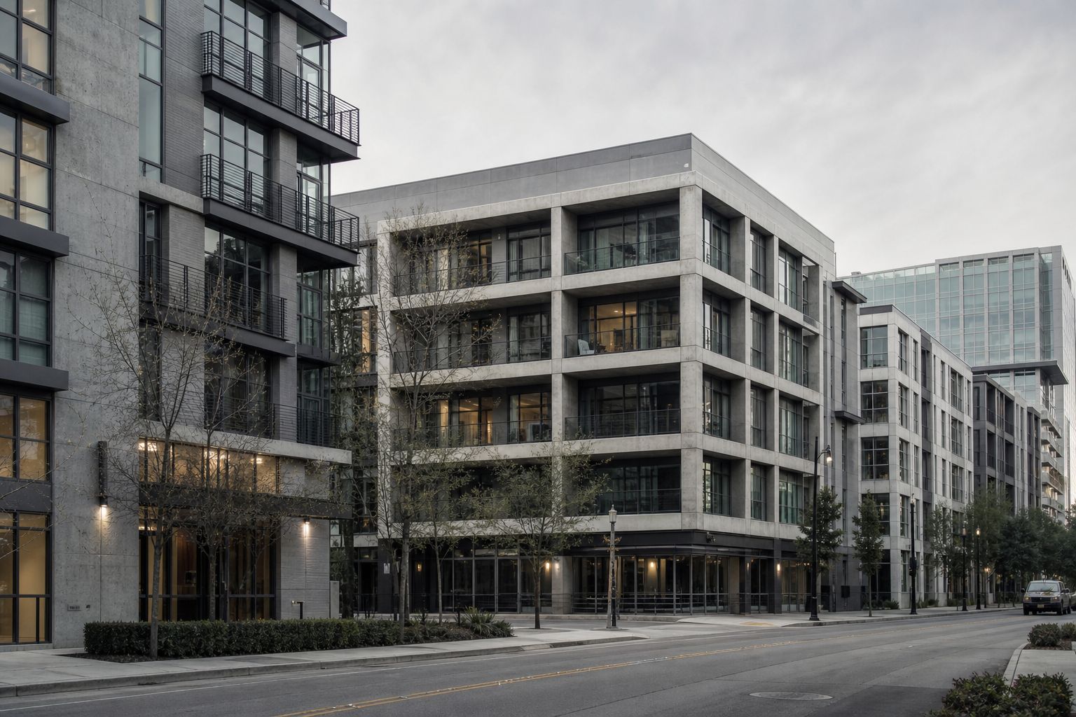 Concept image of modern condo buildings in downtown San Jose